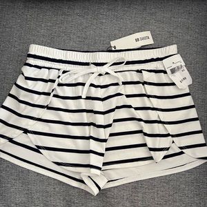 Black and white striped shorts